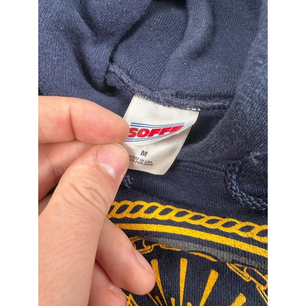 Vintage‎ Soffe Hoodie Mens Medium Blue United States Navy Fleece Lined Graphic